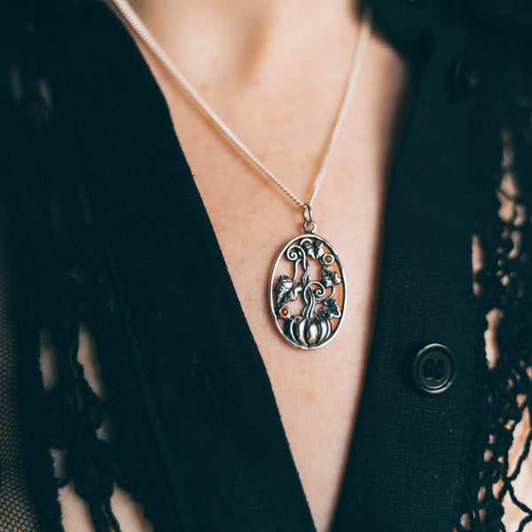 PUMPKIN PATCH - Sterling Silver, Carnelian & Peridot Necklace