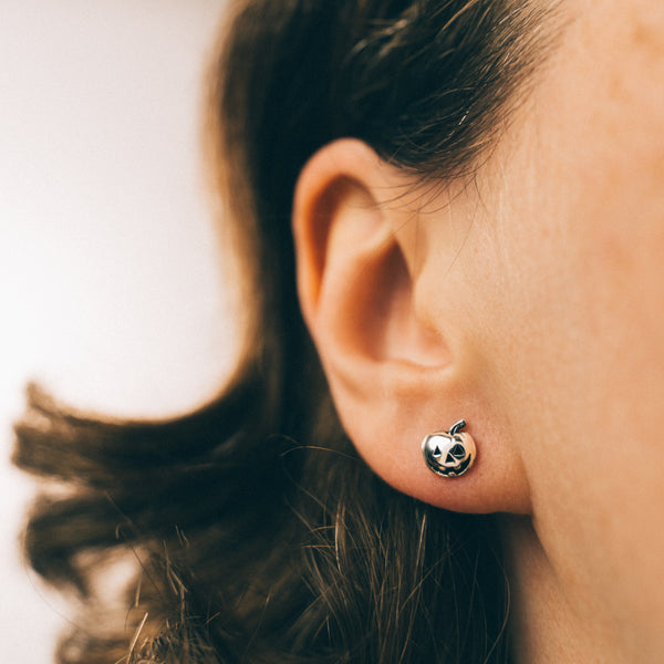 HALLOWS EVE PUMPKIN - Sterling Silver Studs SINGLE STUD