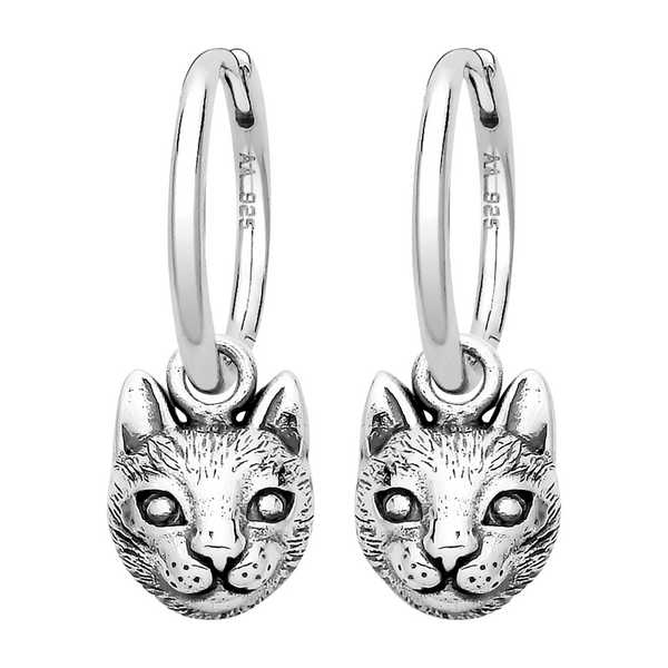 sterling silver cat familiar earrings halloween alt alternative gothic jewellery