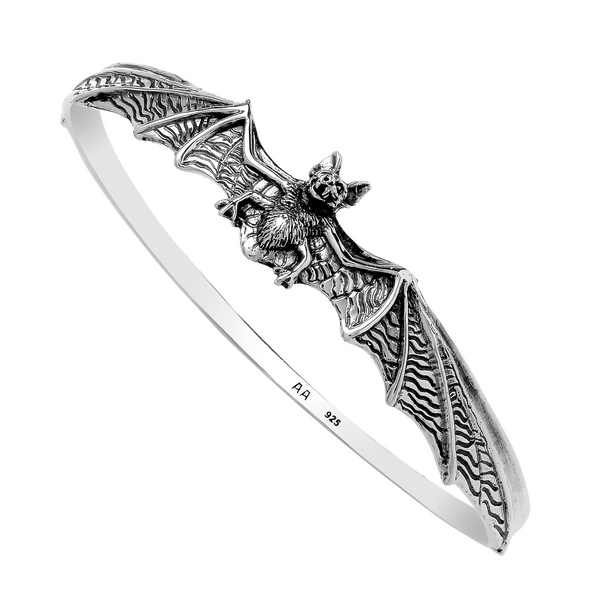 sterling silver bat gothic alt alternative bangle jewellery