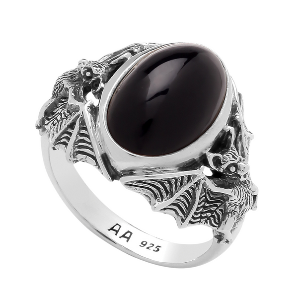 sterling silver bat gothic alt alternative onyx jewellery