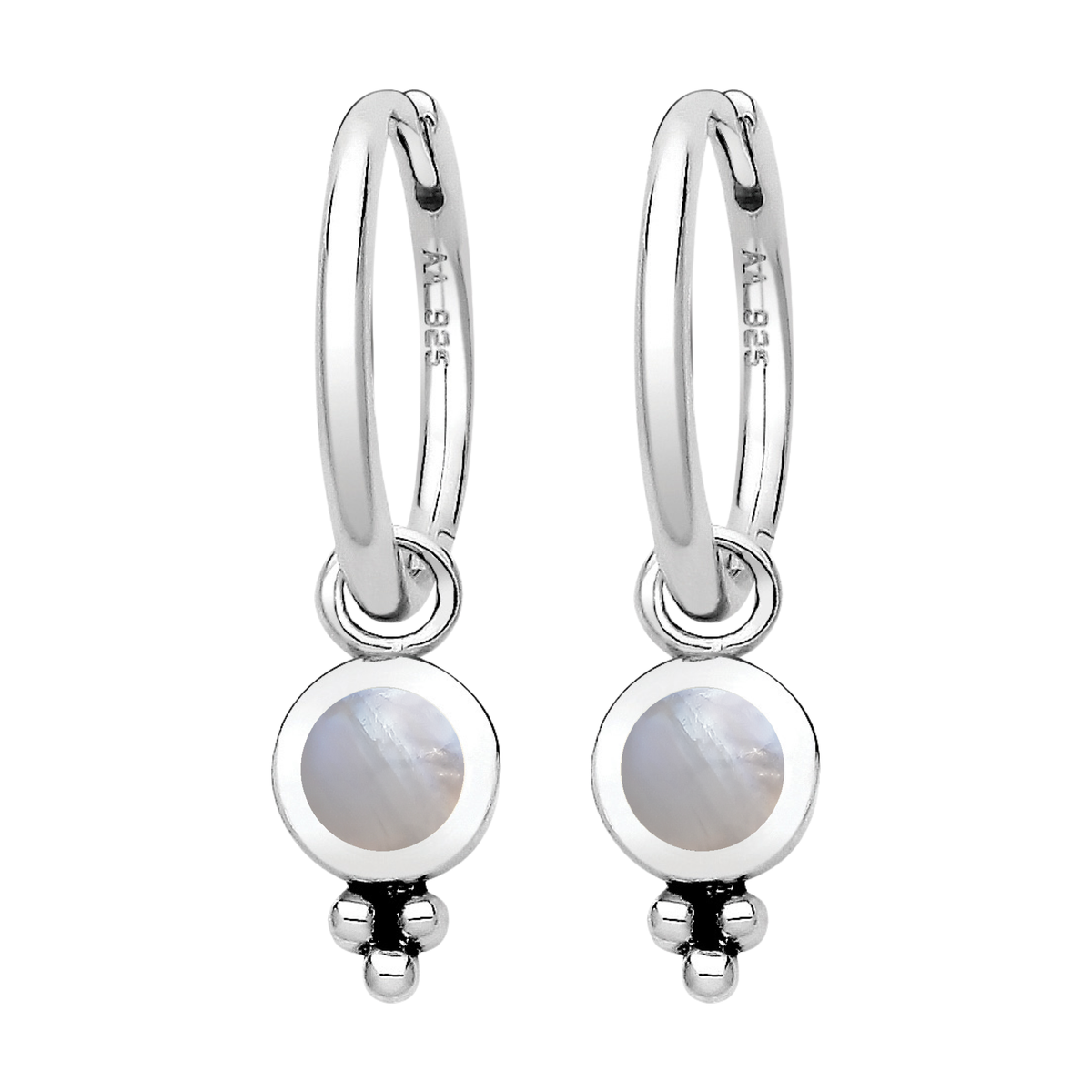 SATELLITE - Moonstone & Sterling Silver Hoops