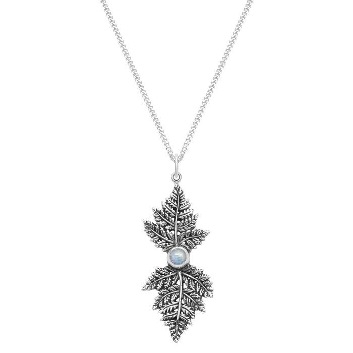 Sterling silver hemlock moonstone necklace alternative jewellery