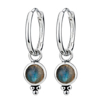 SATELLITE - Labradorite & Sterling Silver Hoops