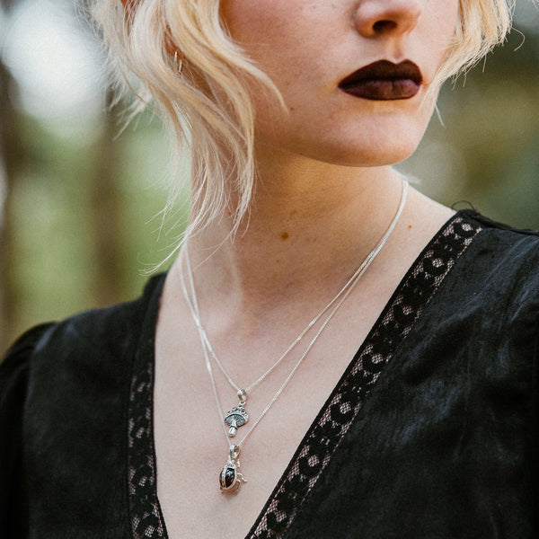 MYSTIC MUSHROOM - Sterling Silver  & Garnet Necklace