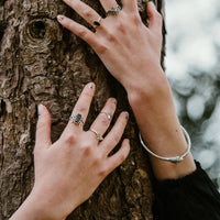 OUROBOROS - Sterling Silver & Garnet Bangle