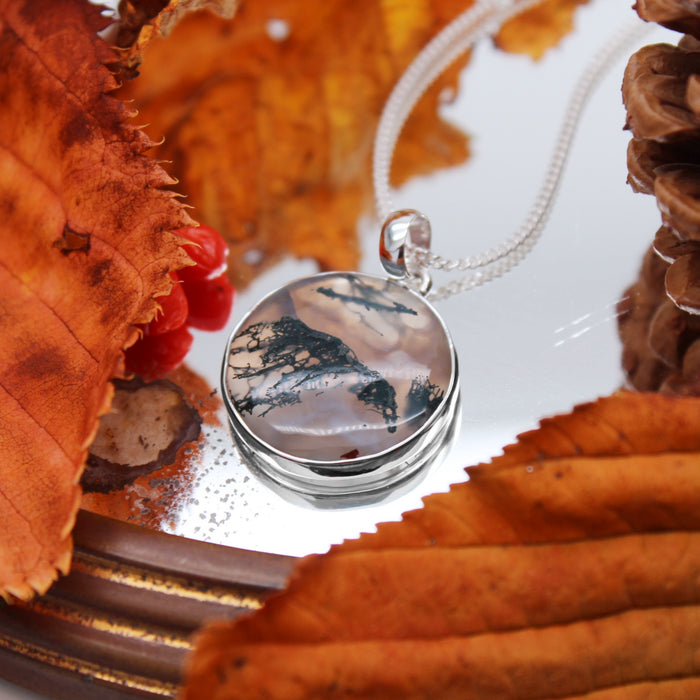 FOREST FOLLY - Sterling Silver & Moss Agate Necklace