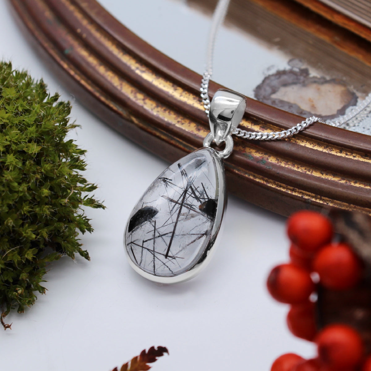 FRACTURE - Sterling Silver & Black Rutile Necklace