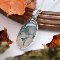 FOREST FOLLY - Sterling Silver & Moss Agate Necklace