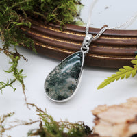 FOREST FOLLY - Sterling Silver & Moss Agate Necklace