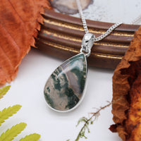FOREST FOLLY - Sterling Silver & Moss Agate Necklace