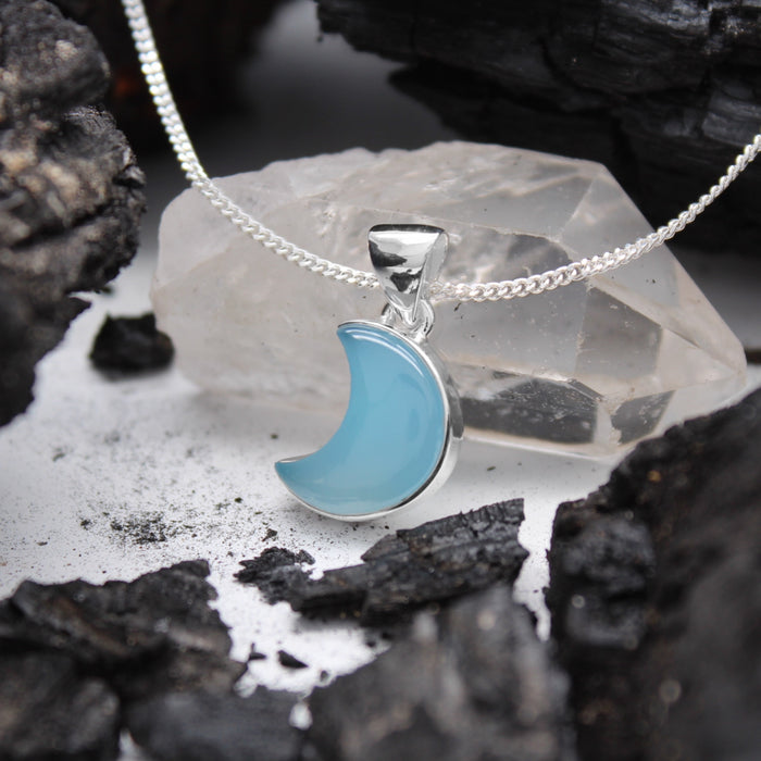 BLUE MOON - Sterling Silver & Blue Chalcedony Necklace