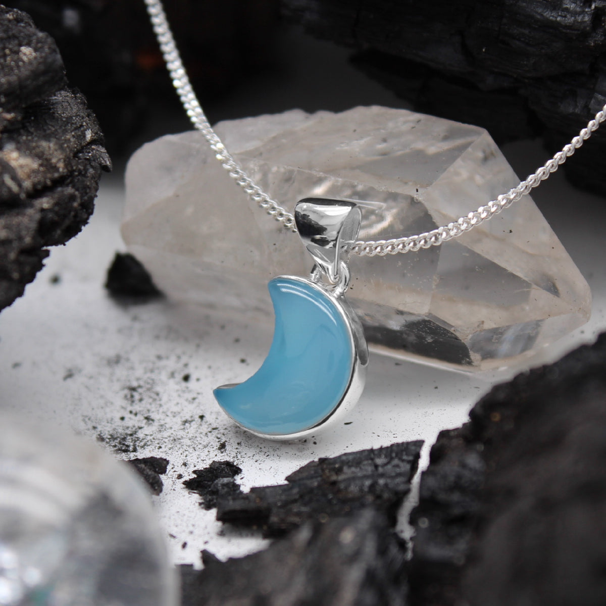 BLUE MOON - Sterling Silver & Blue Chalcedony Necklace
