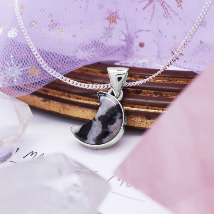GHOST MOON - Sterling Silver & Zebra Jasper Necklace