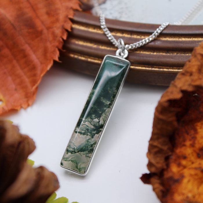 FOREST FOLLY - Sterling Silver & Moss Agate Necklace