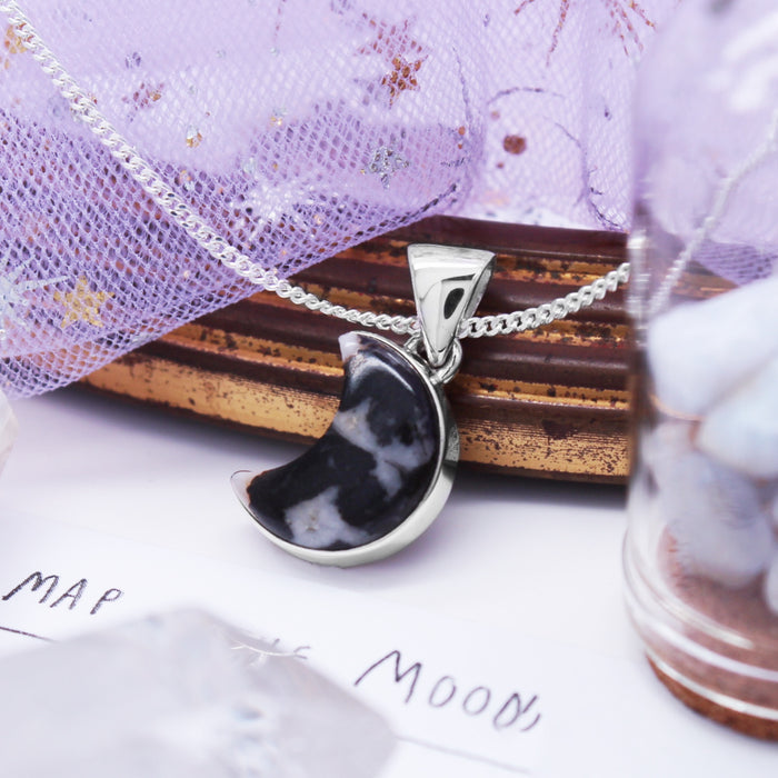GHOST MOON - Sterling Silver & Zebra Jasper Necklace