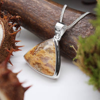 CATACOMB - Sterling Silver & Graveyard Plume Agate Necklace