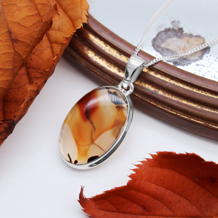 FALL - Sterling Silver & Montana Agate Necklace