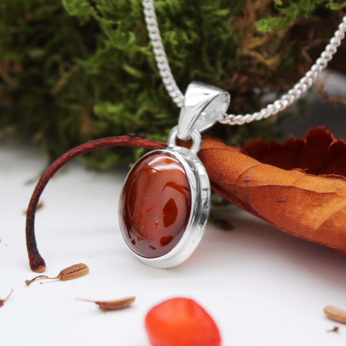 EMBERS - Sterling Silver & Hessonite Garnet Necklace