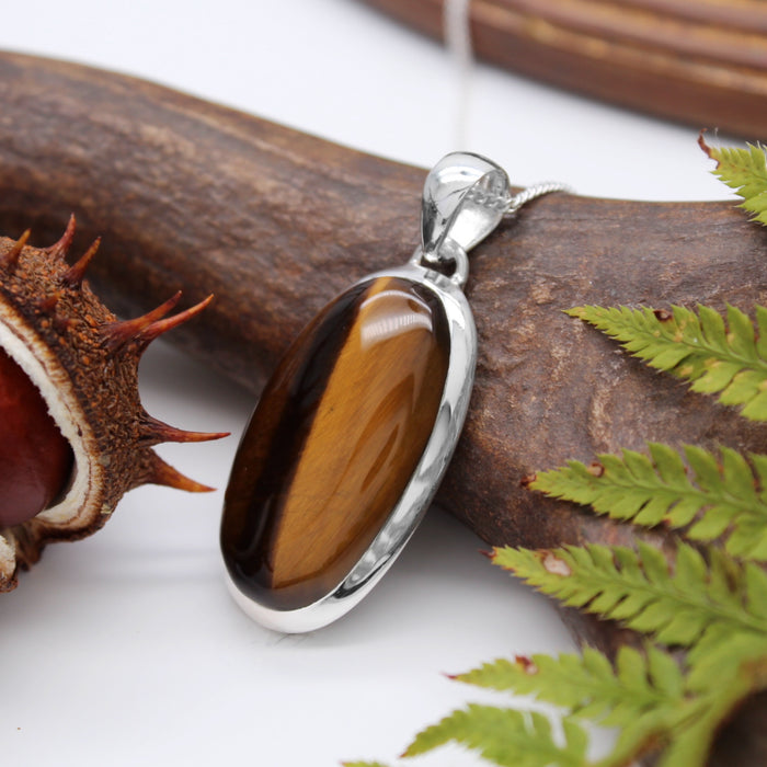 FALLEN LEAVES - Sterling Silver & Tigers Eye Necklace