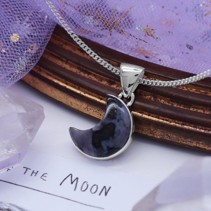 STORMY MOON - Sterling Silver & Mystic Merlinite Necklace