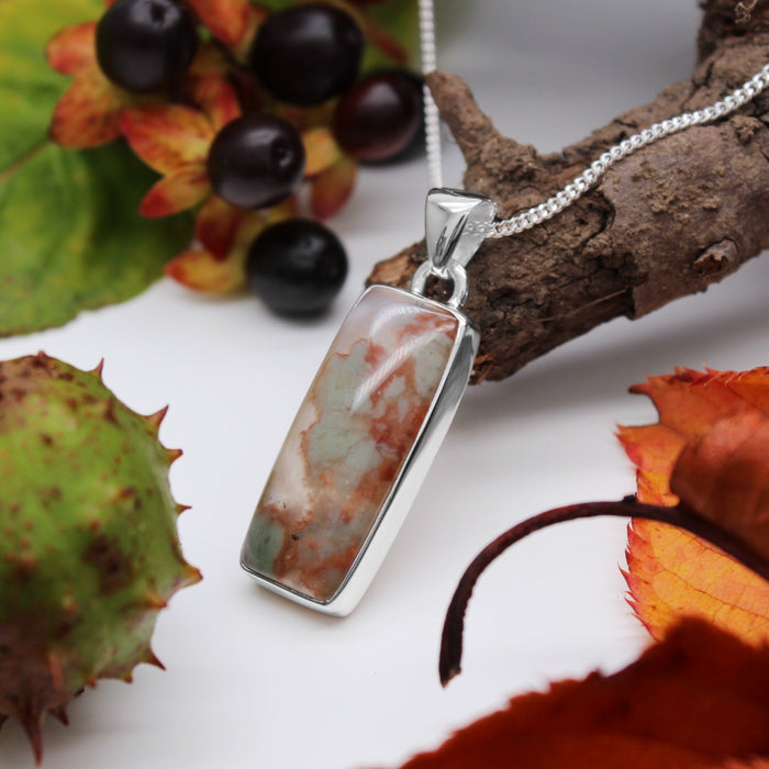 LICHEN - Sterling Silver & Aquaprase Necklace