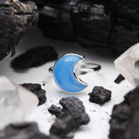 BLUE MOON - Sterling Silver & Blue Chalcedony Ring - US 9