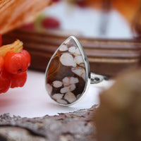 CONKER - Sterling Silver & Peanutwood Jasper Ring - US 8