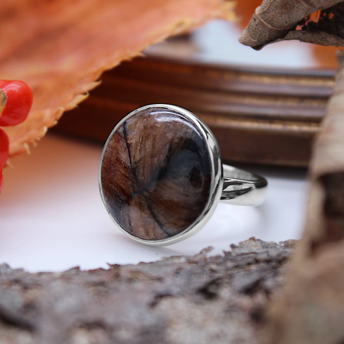 GLADE - Sterling Silver & Chiastolite Ring - US 7