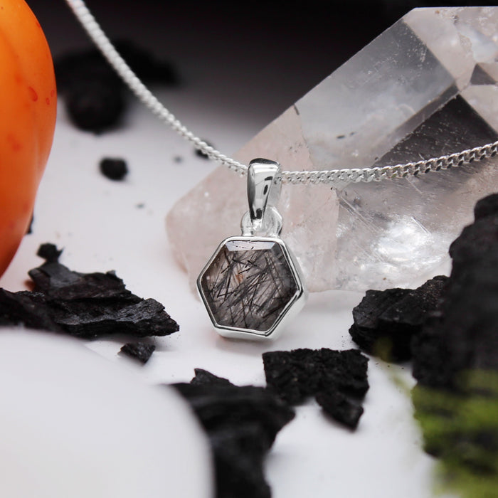 ORACLE - Sterling Silver & Black Rutilated Quartz Necklace