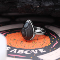 BLACK HOLE - Sterling Silver & Psilomelane Ring - US 6.5