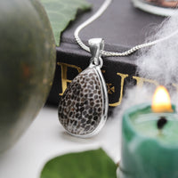 SERPENT - Sterling Silver & Black Coral Necklace