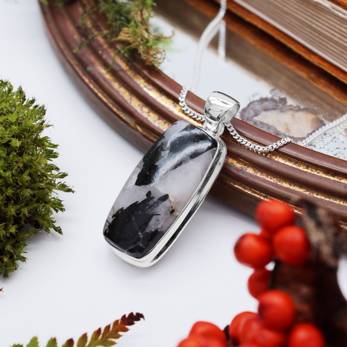 PHANTOM - Sterling Silver & Black Tourmaline in Quartz Necklace
