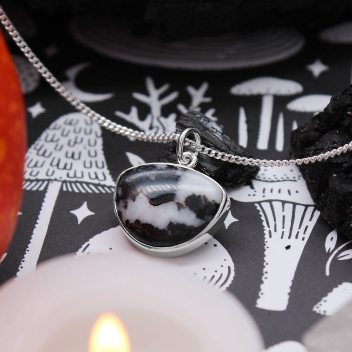BEETLEJUICE - Sterling Silver & Zebra Jasper Necklace