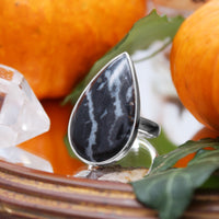 BEETLEJUICE - Sterling Silver & Zebra Jasper Ring - US 9