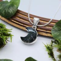WOODLAND ECLIPSE - Sterling Silver & Moss Agate Necklace